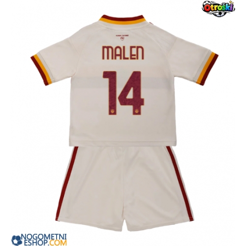 Otroški Nogometni dresi AS Roma Donyell Malen #14 Gostujoči 2026-27 Kratek Rokav (+ Kratke hlače)